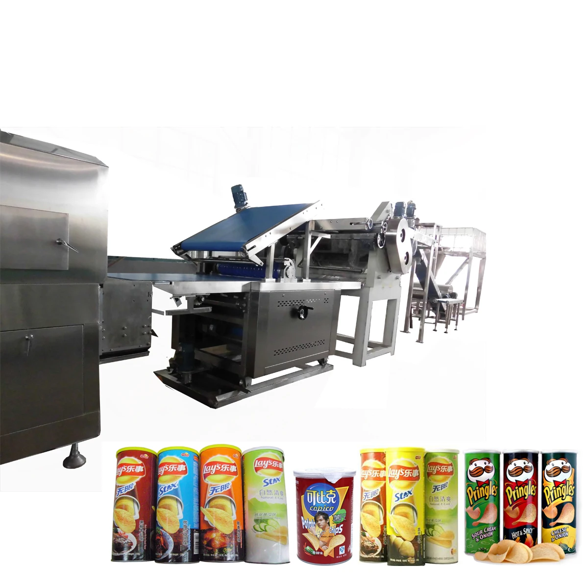 Full Automatic Pringles Supplier Compound Potato Chips Production Line With Packaging Machine