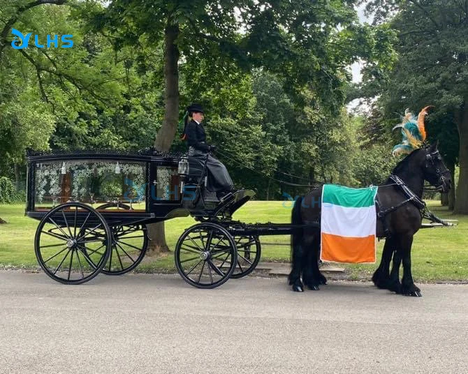 New design glass horseless hearse carriage horse hearse factory wholesale price horse hearse funeral car for sale