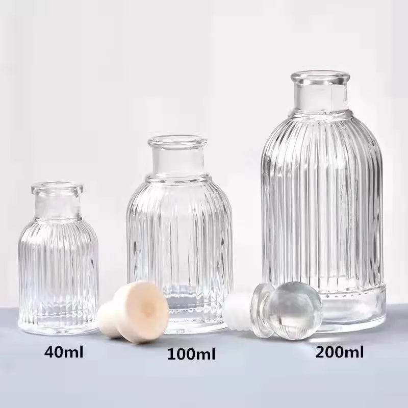 New Transparent Luxury Factory Round Shape 50ml 100ml 150ml 200ml 250ml Hot Selling Empty Glass Reed Diffuser Jars