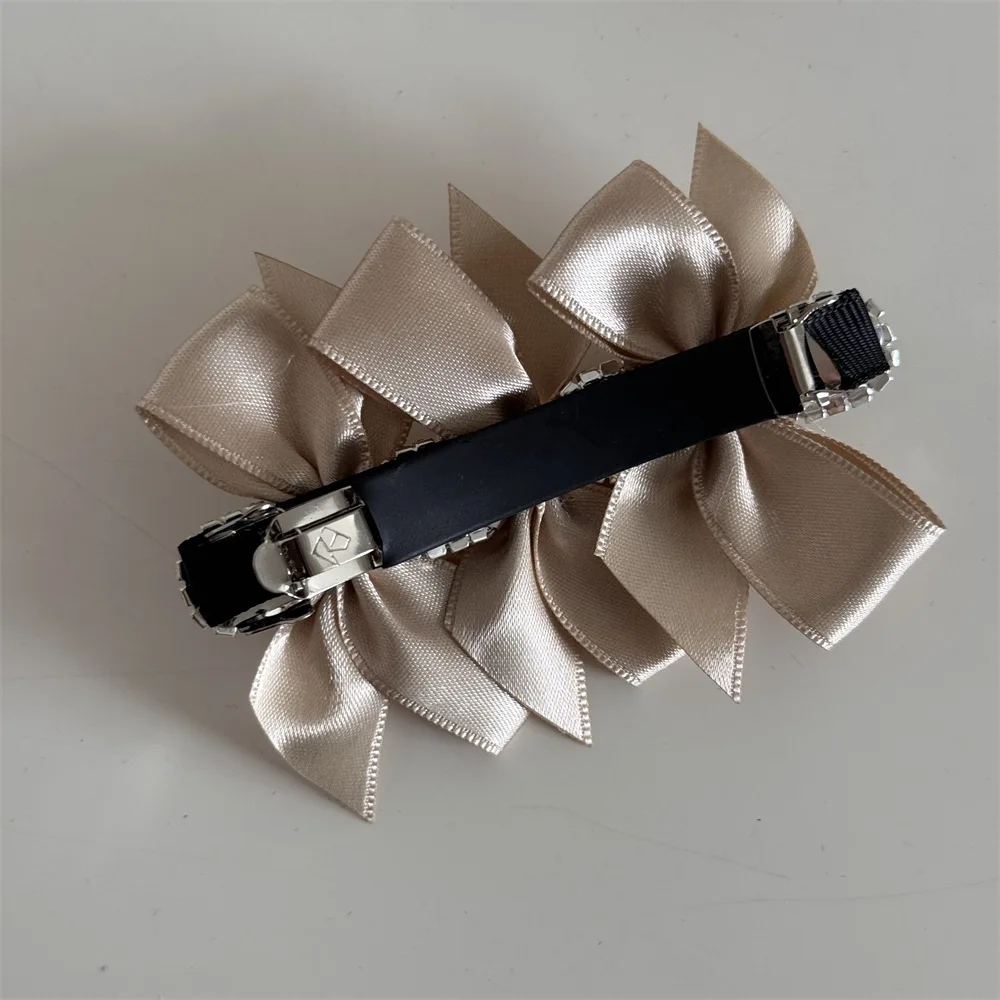 Light Luxury Big Diamond Ribbon Bow Hair Clip for Women Good Quality Bowknot Hair Barrette French Barrette