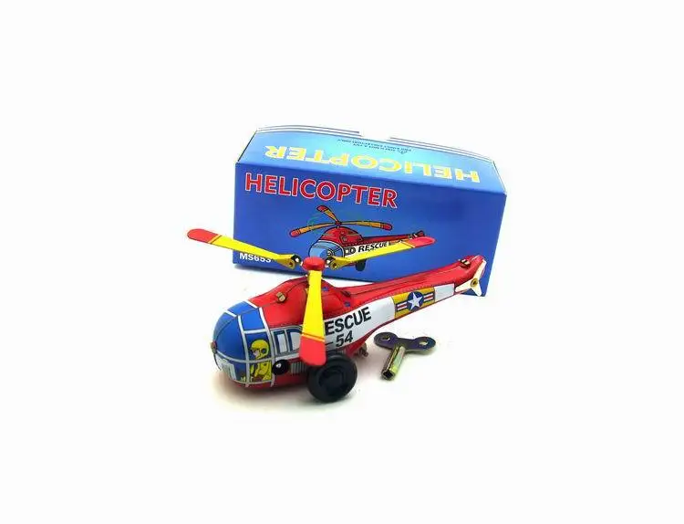 Rescue Helicopter Tin Toy Wind Up Bathroom Decoration