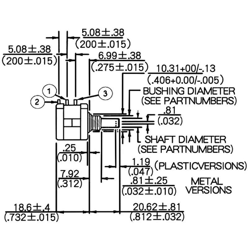 WXD3590S 2W 1O Turns b 5k volume control potentiometer