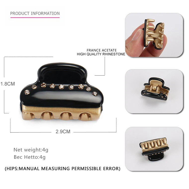 Jinhe Vendome Claw Clip Small Size Acetate Hair Claw Adorned With One Line Austrian Crystals Hair Clamps