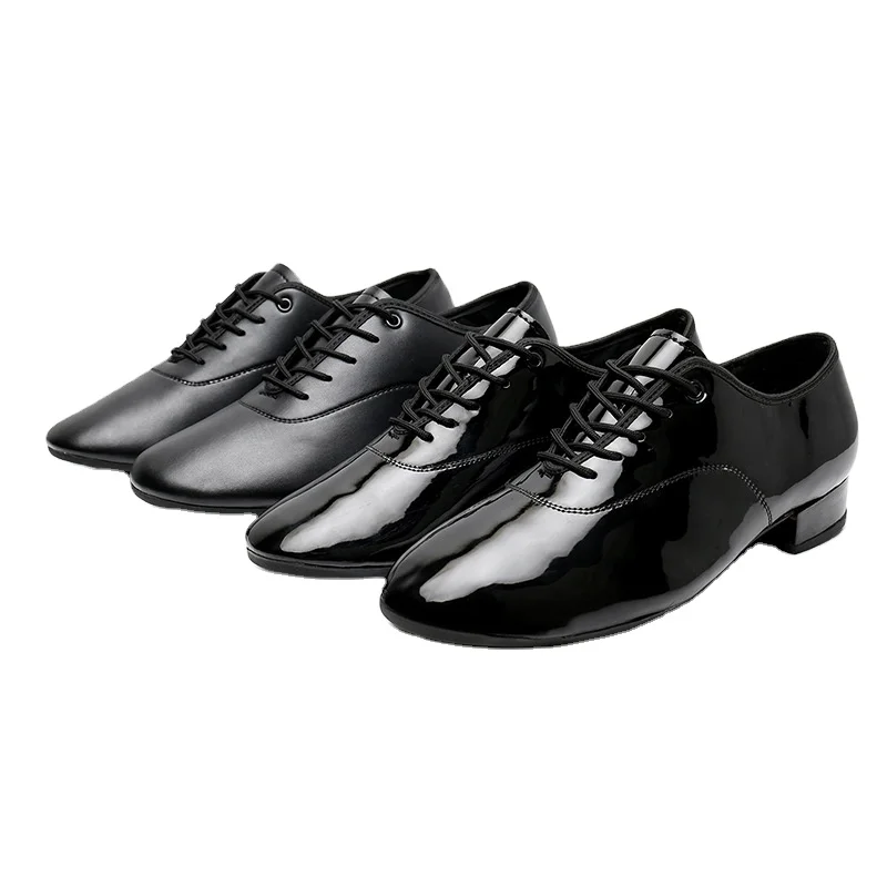 Black Soft Boys Ballroom Pu Leather Latin Dance Shoes For Men