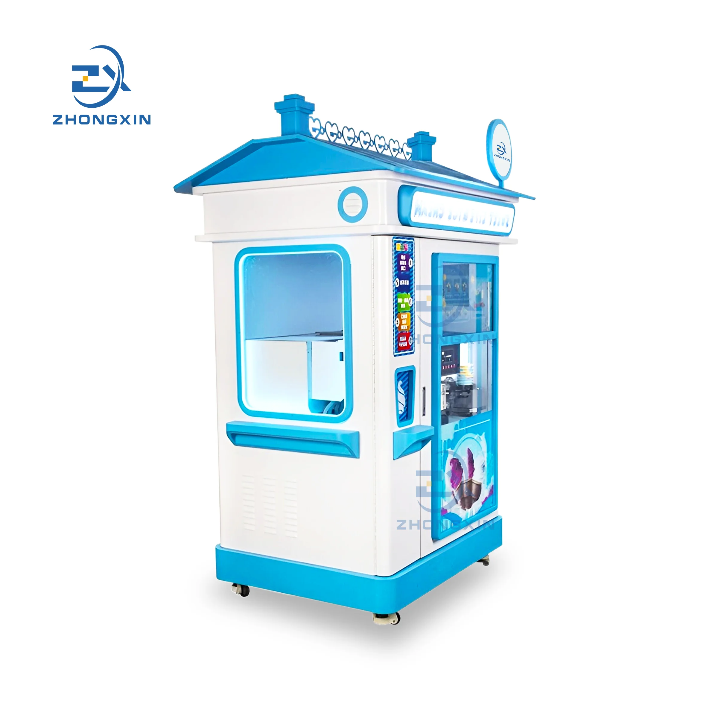 Support customized 24-hour self-service automatic smart yogurt ice cream machine touch screen soft ice cream vending machine