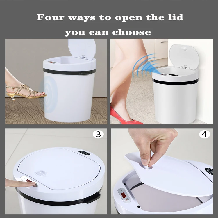 Manufacturer Indoor ABS Plastic Sensor Rechargeable Automatic Intelligent Trash Can Smart Waste Bins