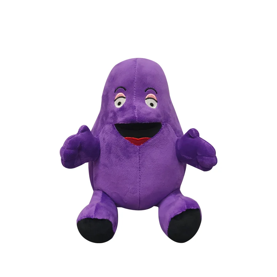 Hot selling plush animal cartoon plush animal purple ghost face shaking plush ghost face yellow hat plush toy