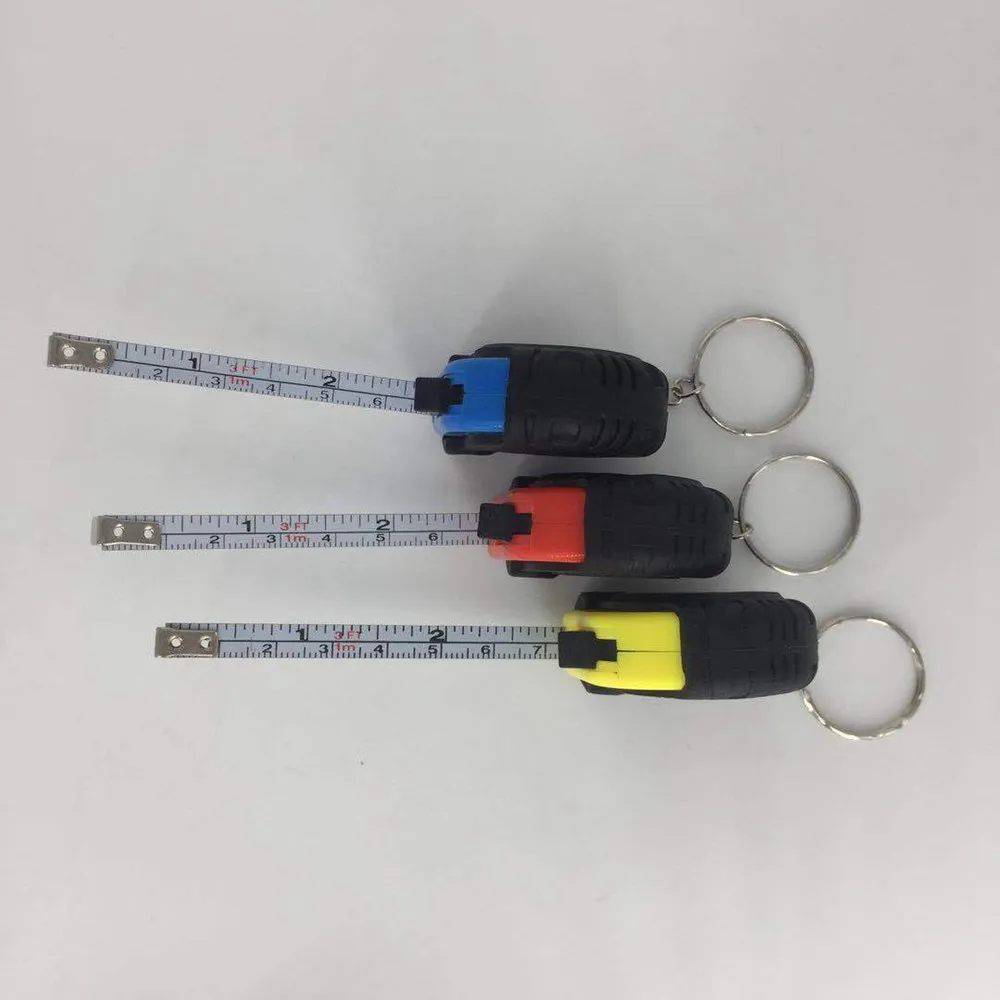 Factory Custom Promotional Gift Mini 1m Measuring Tape Key Chains Plastic Tape Measure Keychain