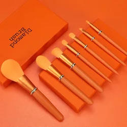 Simple orange Free Sample diamond Makeup Brush Soft Wool Easy Take Powder Custom Logo makeup brush wholesale