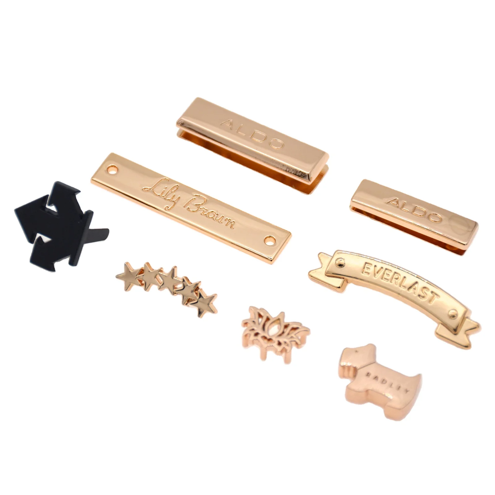 Metal tag logo custom brand handbag labels hangtag swing tag sew label logo bag parts hardware accessoires