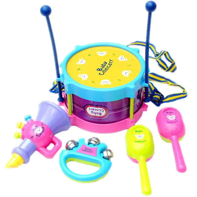 
Funny Baby Learning Music Drum Toy Set with Rattle Sand Bell Horn Interactive Children Enlightenment Musical Instrument Toys 