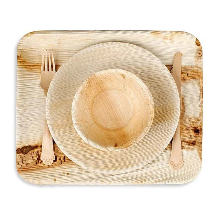 New Eco-friendly Kitchen Products Outdoor Travel Zero Wast BBQ Disposable Bamboo Areca Palm Leaf Plates for Wedding Party Picnic