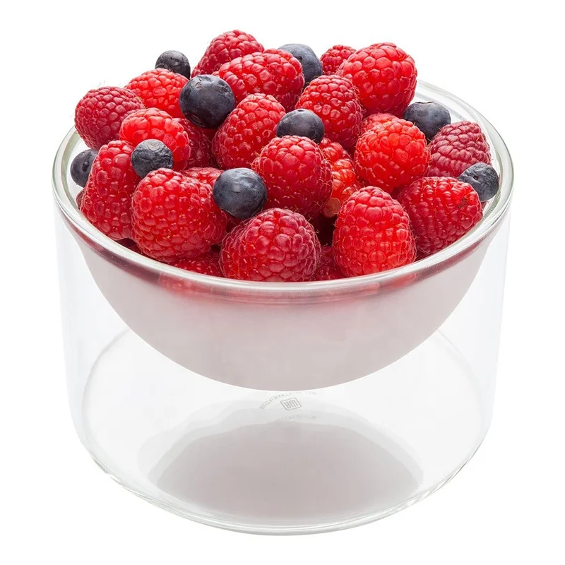 
Clear Double Walled Glass salad Bowls Glass Cereal Bowl for Desserts Yogurt Nuts Fruits Cerea Hot & Cold Bowl 