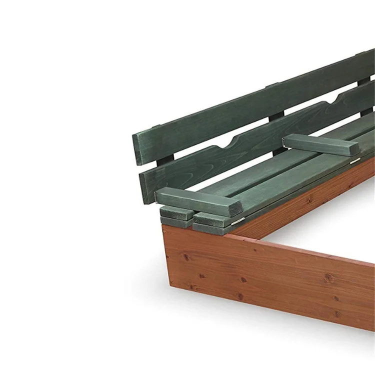 Large Natural Pine Wooden Sandbox for Kids with Foldable Bench & Cover Easy Assembly for Indoor/Outdoor Use