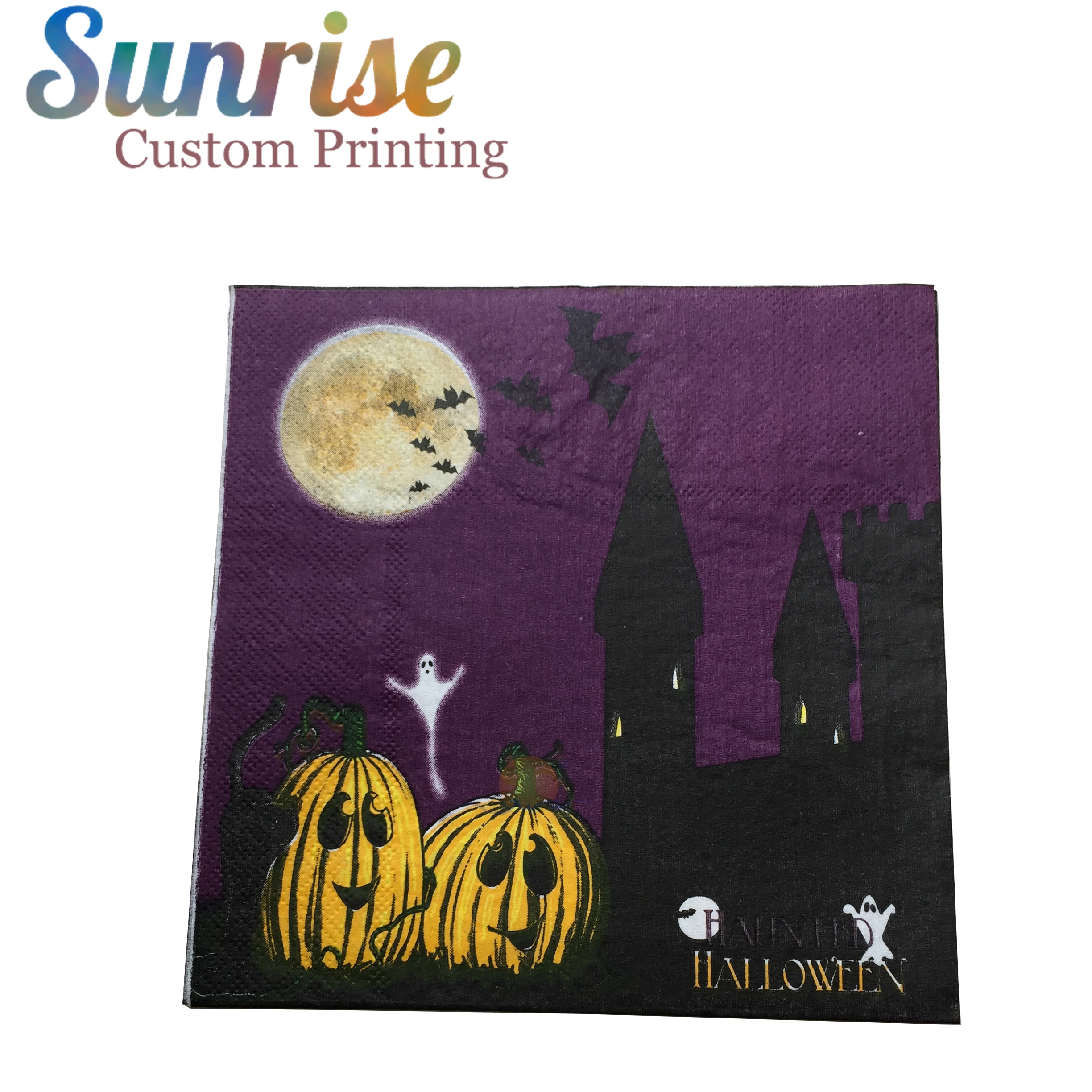 Decorative Fancy Sunflowers Pattern Printed Lace Paper Napkin