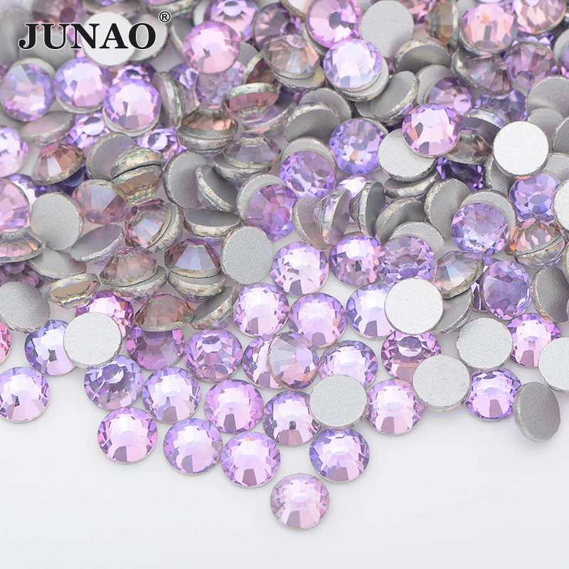 JUNAO Hot Sale SS8 SS10 SS12 SS16 Glass Crystal Stones Rhinestones Wholesale Half Round Nail Salon Flatback Round Rhinestones