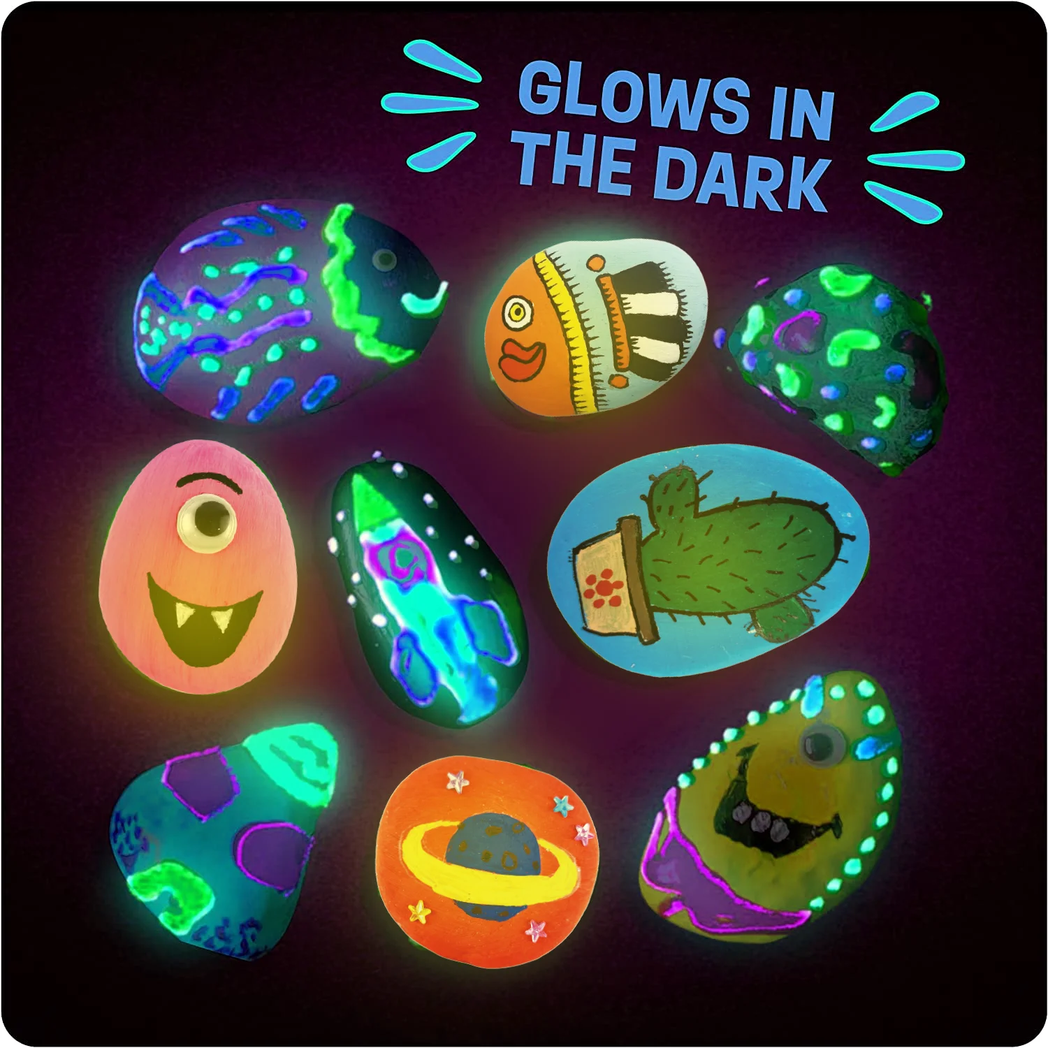 Best selling educational toy Glow in The Dark Rock Painting Kit Craft Gifts drawing product  for Boys and Girls