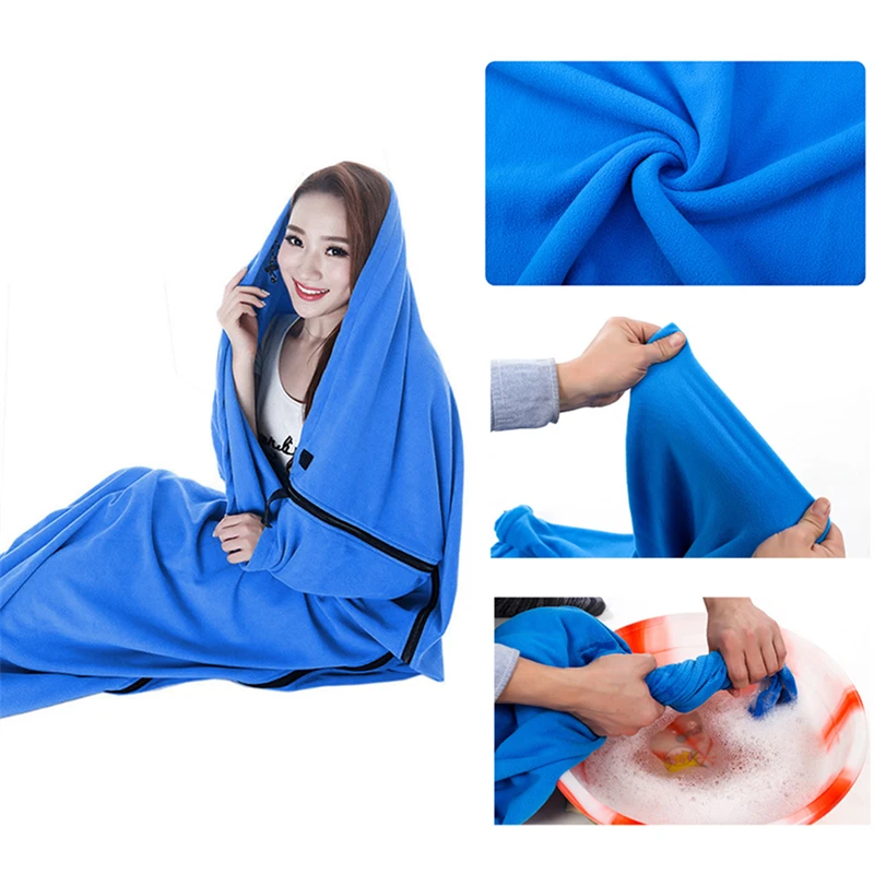 Customized Single Outdoor Waterproof Warm Fleece Liner Sleeping Bag for Travel Hiking Camping Hotel