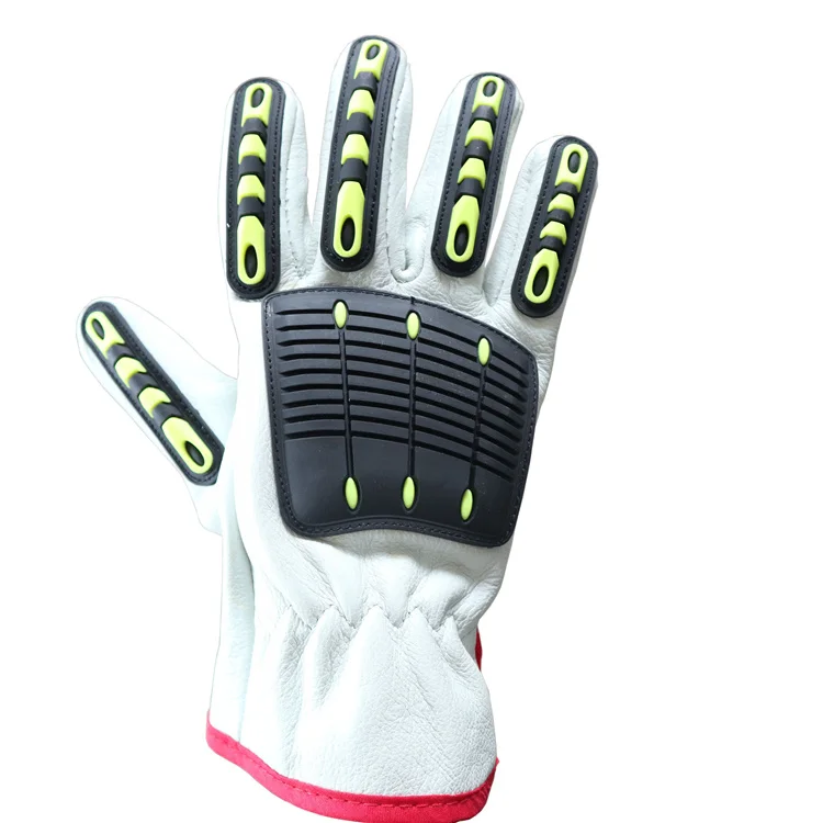 Winter Flexible Goatskin Driver Oil Field Safety Work Straight Thumb High Impact Resistant Safety Gloves
