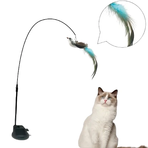 Hot Selling Fishing Rod Interactive Cat Teaser Pole Funny Stick Feather Cat Teaser Flying Bird Cat Toy