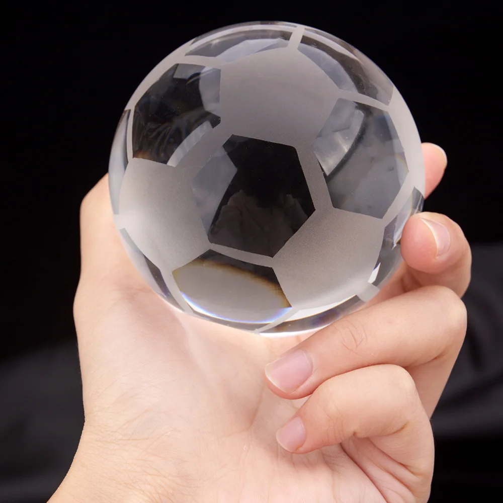 Honor of crystal Crystal Football Trophy Soccer Shape Glass With Crystal Base Sport Theme