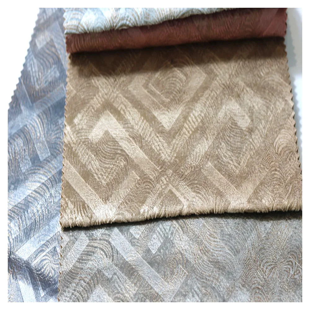 3D Fabric Embossing Green Sofa Holland Velvet l Shape Fabric For Sofa