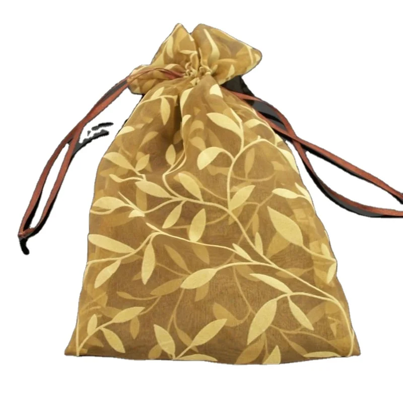 Gold Floral Organza Pouch