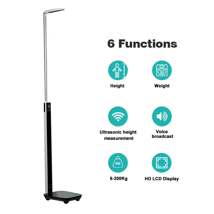 Ultrasonic Body Scale Analyzer OEM 200Kg Capacity Smart Scale BMI Body Fat Digital Scale With Height Meter