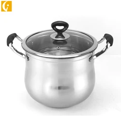 Drum shaped deep 201 stainless steel double bottom soup pot stew pot
