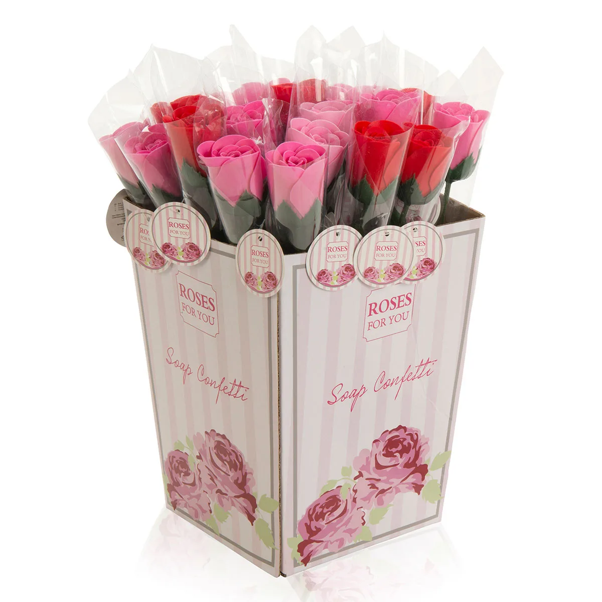 Bath roses in display 24 pieces