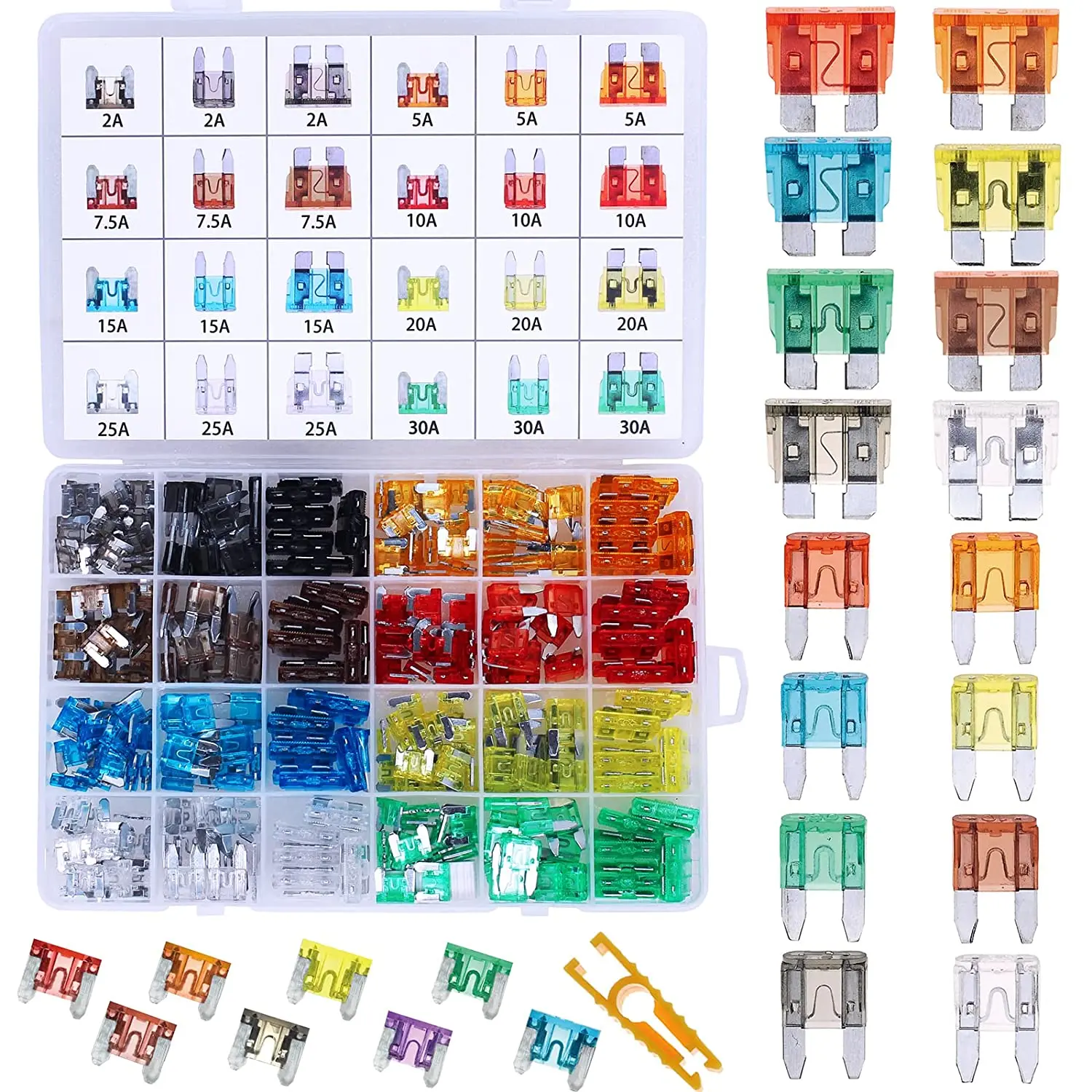 288PCS Standard & Mini & Low Profile Mini Size Blade Fuses Automotive Car Fuses Assortment Kit
