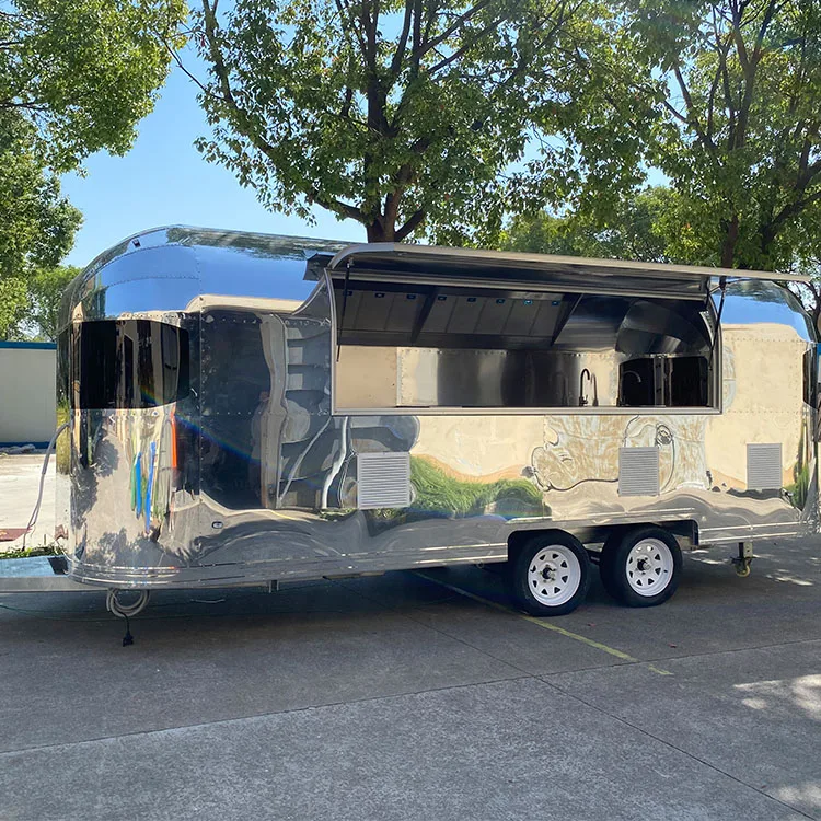 Camper Trailer Airstream Mobile Food Trailer Fully Equipped Ice Cream Coffee Fast Food Truck For Sale