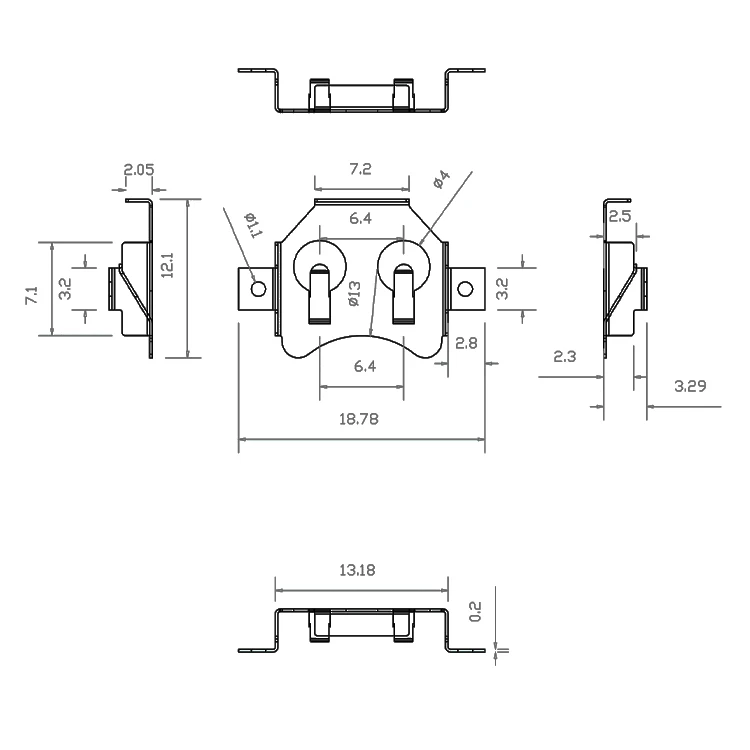 support customization CR1220 SMD SMT tab retainer coin patch button battery holder