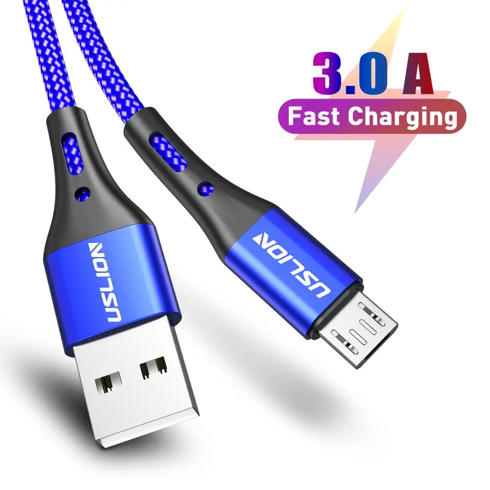 USLION Fast Charging Cable for Samsung QC 3.0 Quick Charging Data Cable Mobile Phone USB Cable for Micro