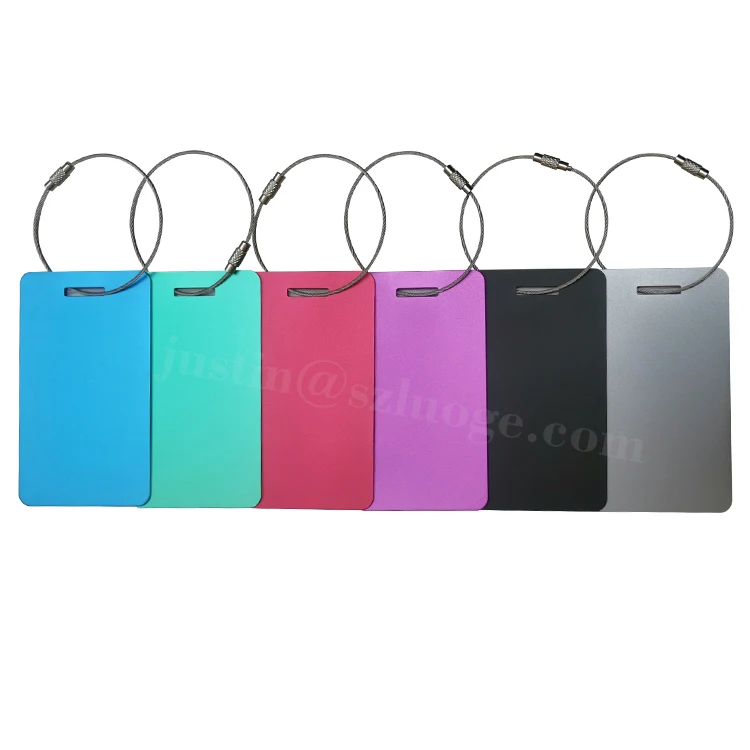 Custom Personalized Black Matte Anodized Aluminum Luggage Tag Laser Cut Blank Metal Tag for Travel Bag Parts & Accessories