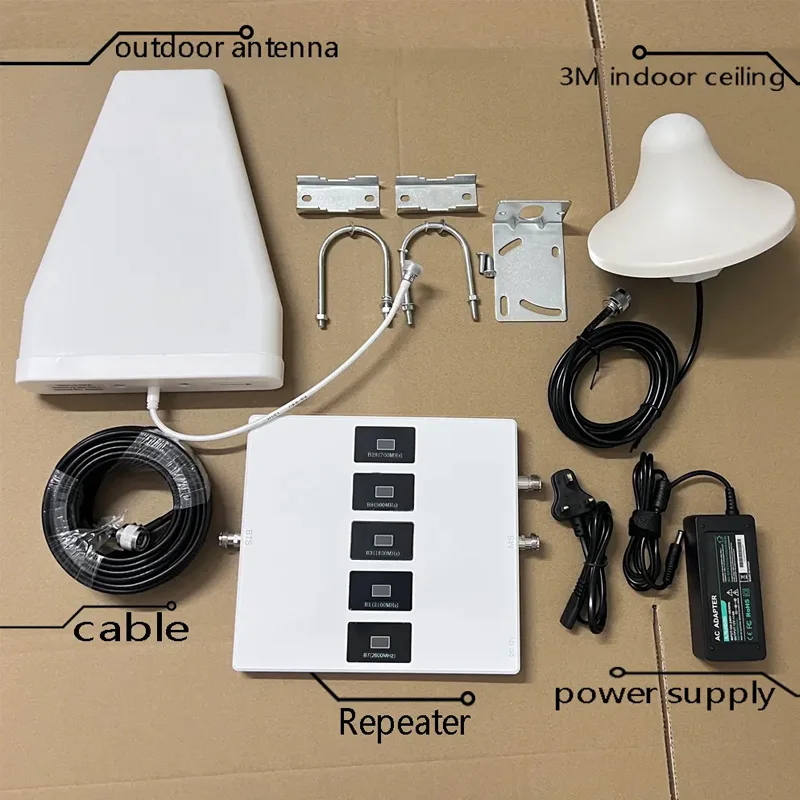 Five Band B28 B8 B3 B1 B7 Cell Phone Signal Repeater 700 900 1800 2100 2600MHz Mobile Phone Signal Booster Amplifier