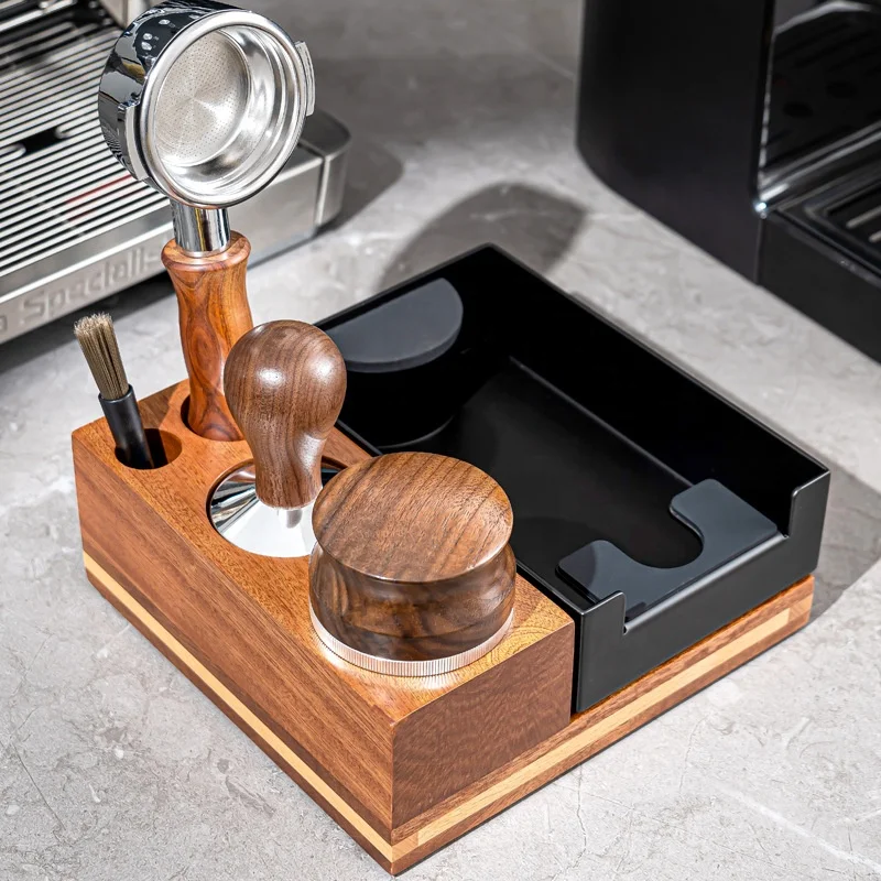 Arriart Espresso Accessories Tamper And Portafilter Holder Barista Tool Espresso Coffee Wooden Coffee Tamper Station Holder