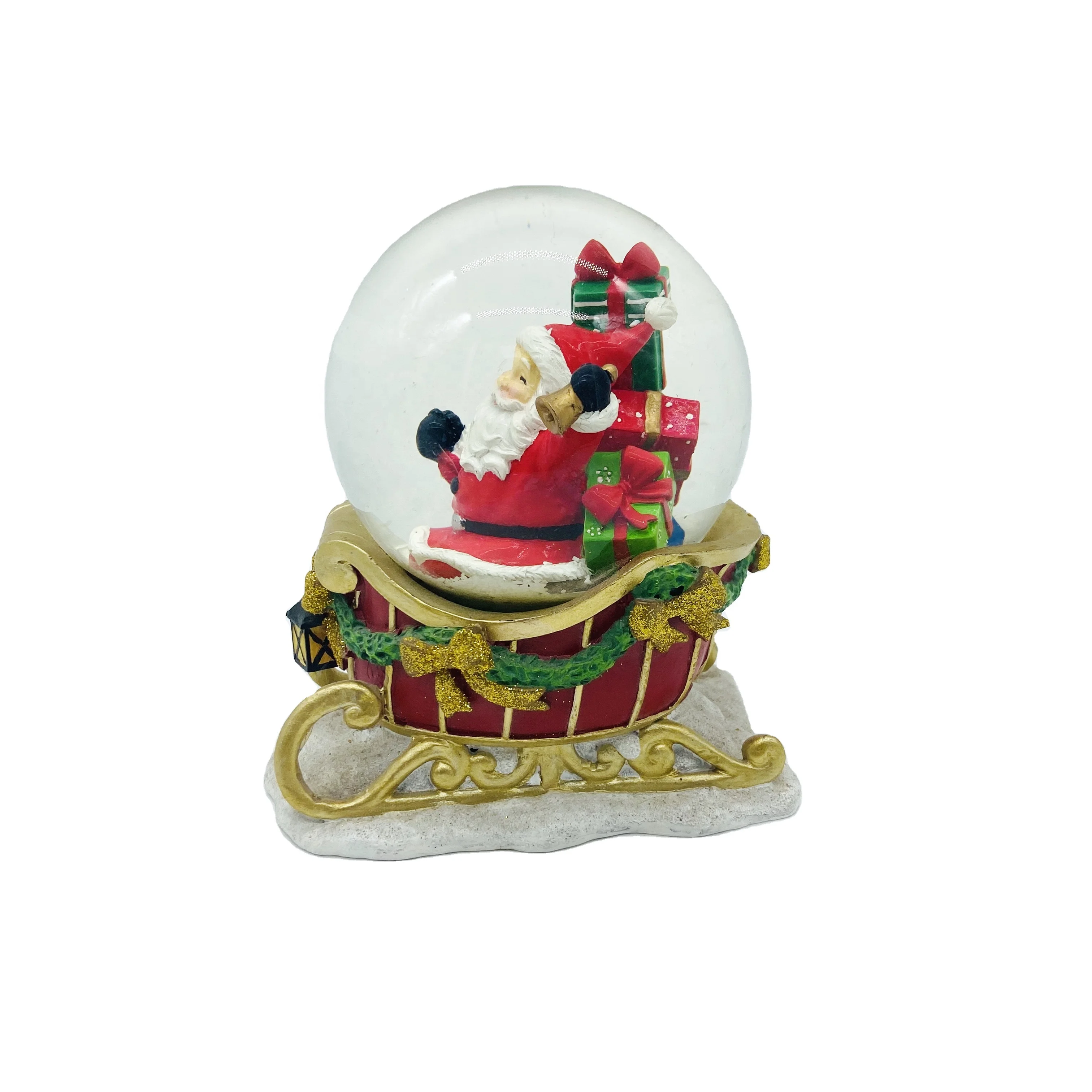hot sales merry christmas resin Water Polo Music Crystal Ball  Santa father Snow globes with sled base