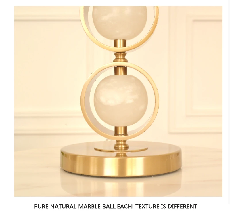 American fashion bedroom hotel luxury marble  reading modern LED desk light decorative bedside table lamp