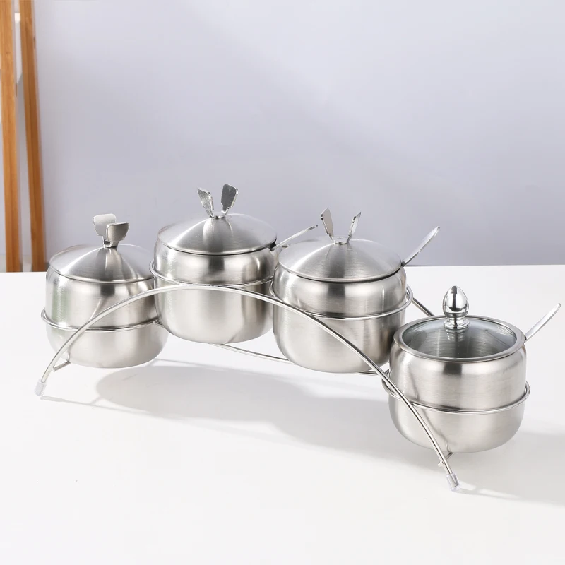 
kitchen herb and spice containers sugar bowl metal stainless steel spices container set with spoon 