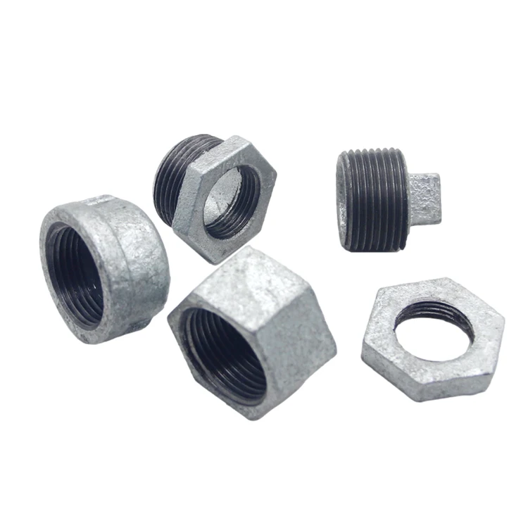 JINMAI Galvanized Equal GI elbow tee nipple union flange plug BS NPT Malleable iron Pipe Fitting plumbing connection