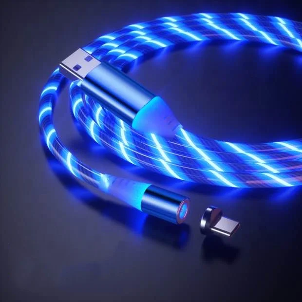  Лидер продаж цветной зарядный micro usb кабель 2 4 А 8pin type c 3 в 1 магнитный со светодиодной подсветкой для iphone apple samsung мобильных