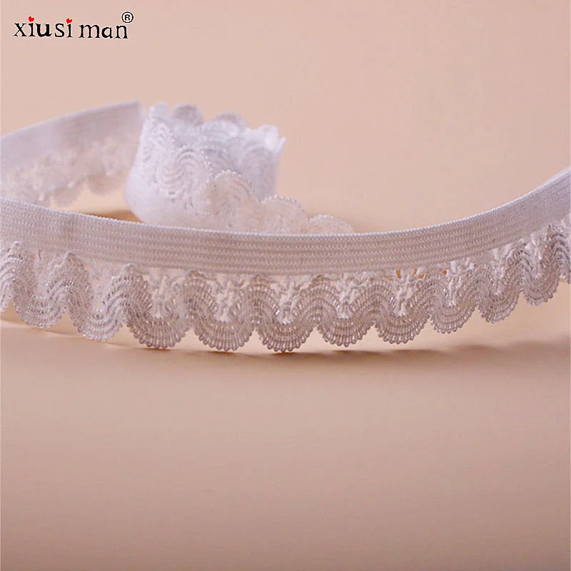 
Latest fabric lace white clothing sewing webbing lace trim knitting embroidery underwear elastic trimming lace C131 