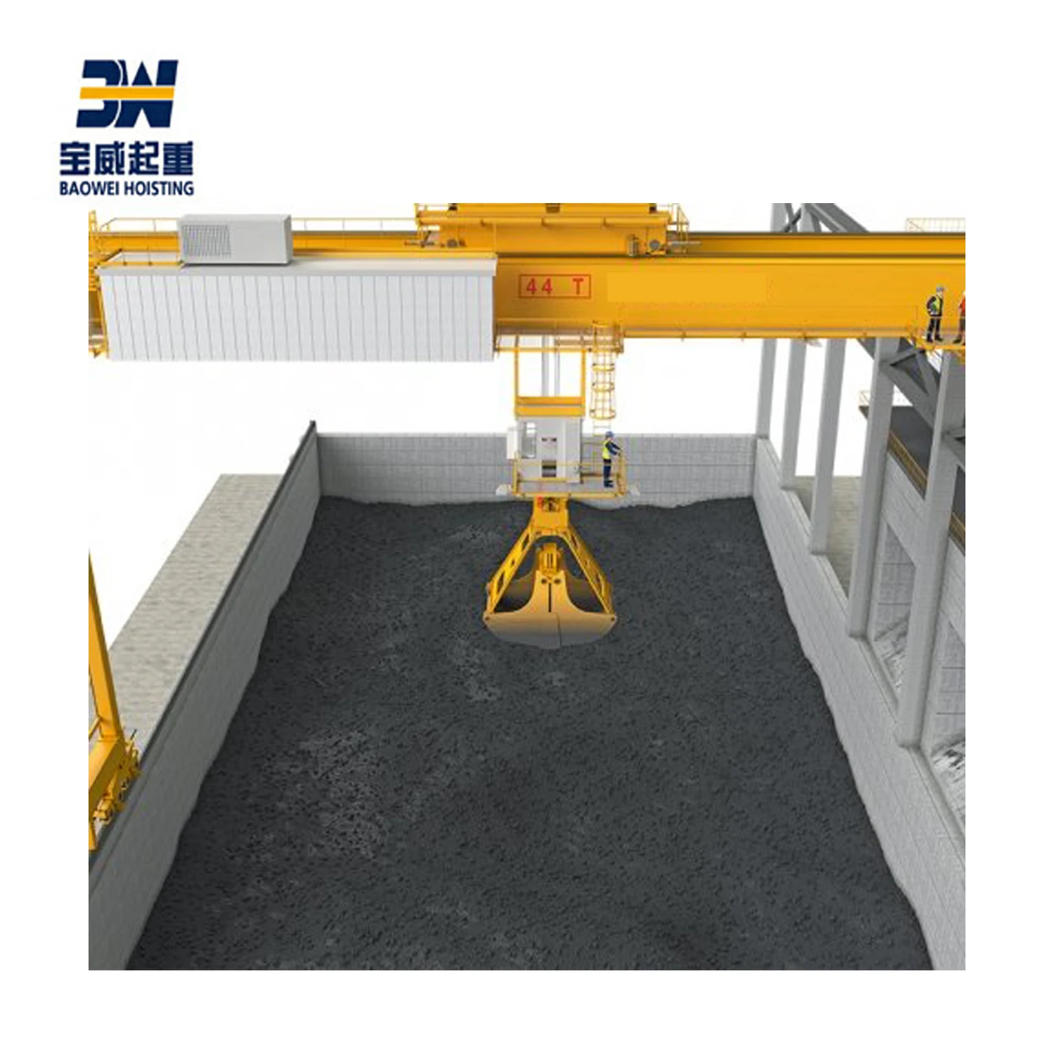 130T waste handling grab bucket overhead crane supplier  used to grab and stack daily domestic waste in incineration plant