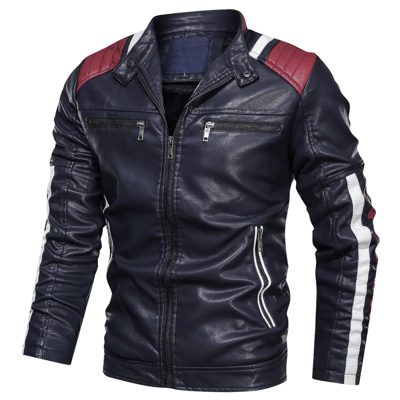 
Fashion Faux Leather Moto Racer Mens Designer Leather Jacket 