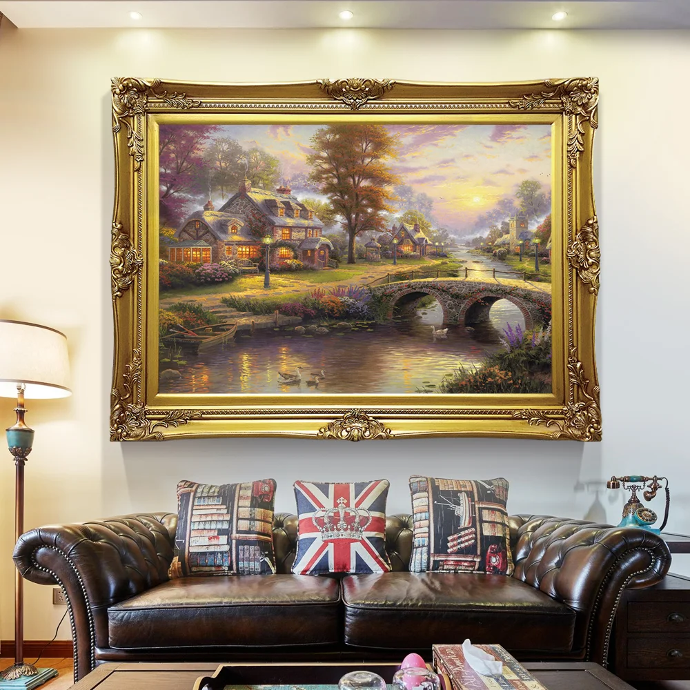 High Quality Antique Pure Handmade Landscape Oil Painting for Wall Decor