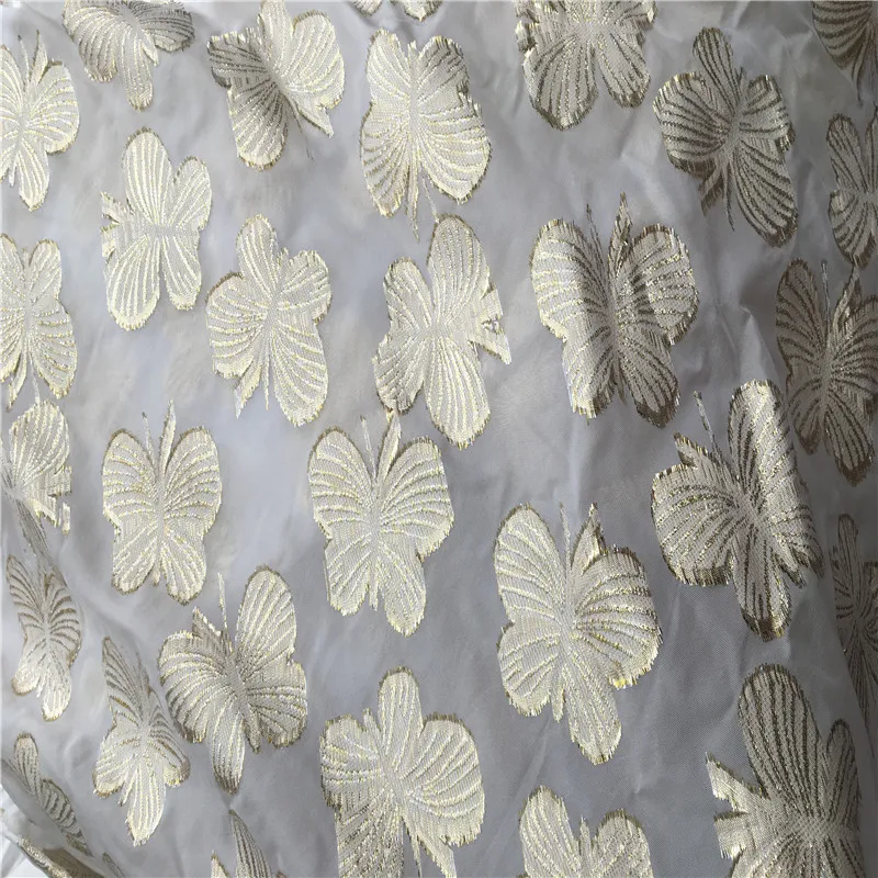 
Butterfly Jacquard polyester metallic chiffon organza fabric for wedding dress dinner dress 