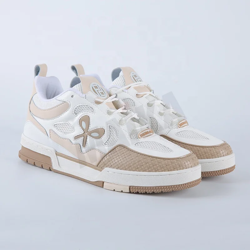 Original Design Custom Logo Retro Men Skateboard Walking Casual Mesh Genuine Leather Upper Sneakers Shoes For Women Trendy Shoes