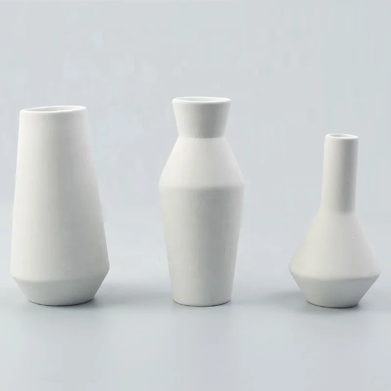 Современный матовый белый черный геометрический керамический ваза Настольный горшок для украшения дома оптом