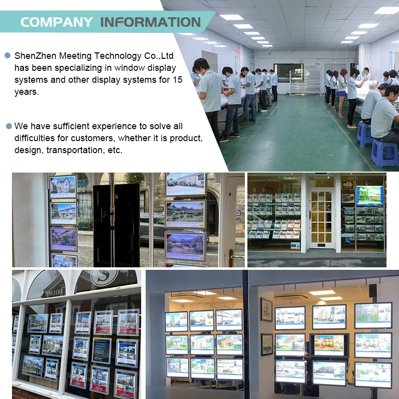 Hanging Illuminated Light Box System Led Real Estate Window Display Double/Single Sided Led Poster Light Box